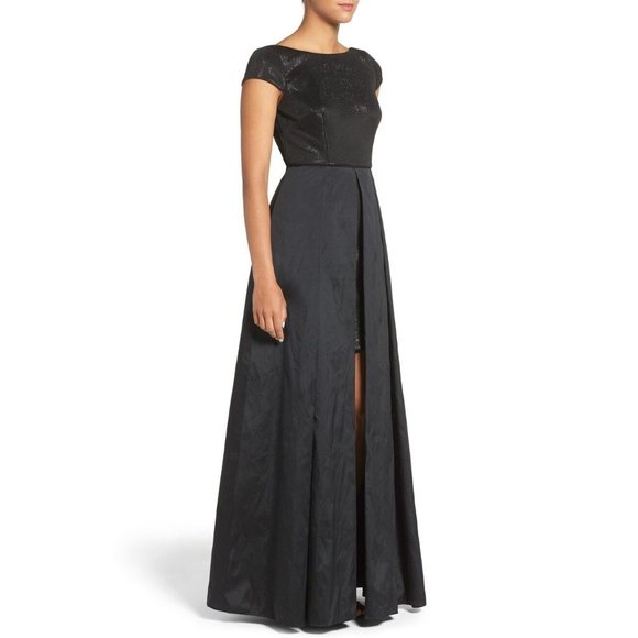 Metallic Knit & Taffeta Gown - Picture 2 of 5